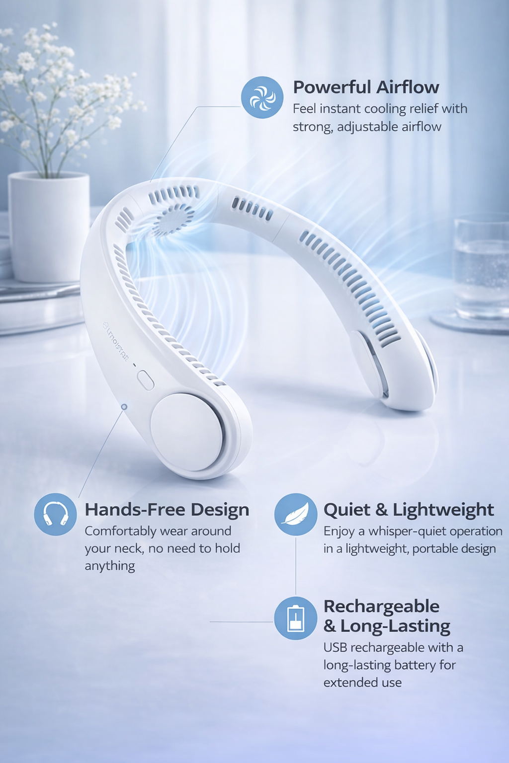 Gavix Portable Bladeless Hanging Rechargeable Neck Fan